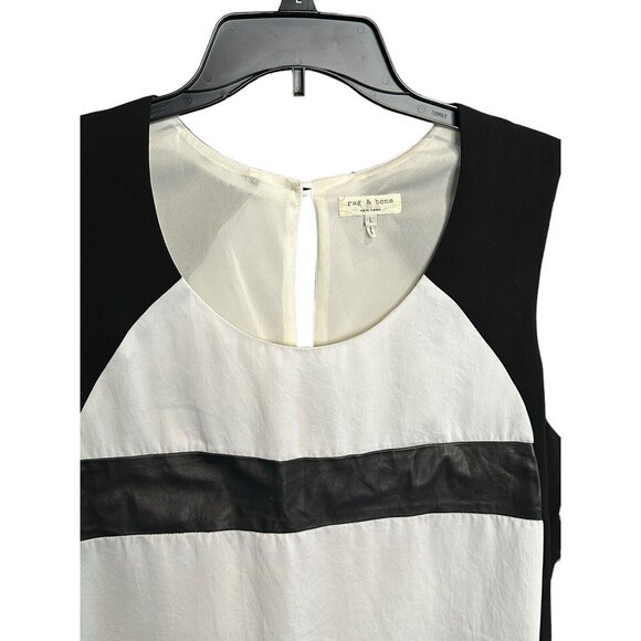 $350 Rag & Bone Size Large Black & White Color Block‎ Asymmetrical Dress #I12-5 - Picture 3 of 11